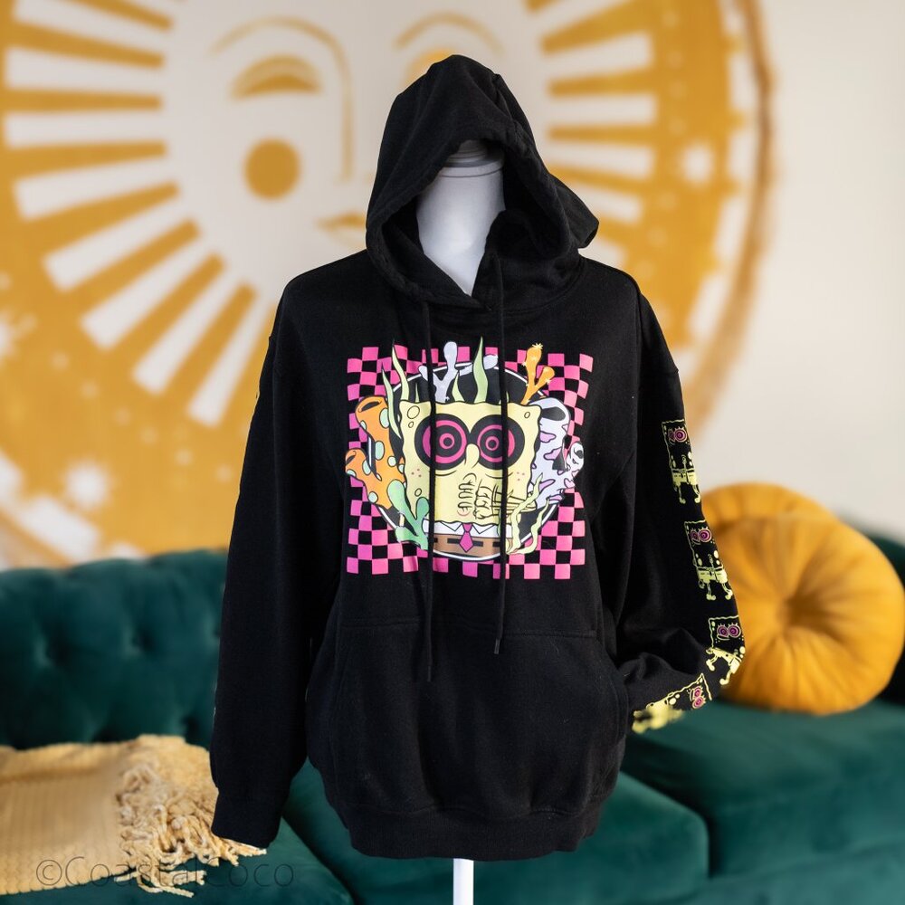 SpongeBob Squarepants Large Graphic Hoodie Sweatshirt Streetwear Trippy Skater - Picture 12 of 12